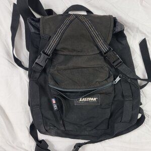 Vintage Eastpak Black Backpack Made In USA Casual Outdoors School Travel